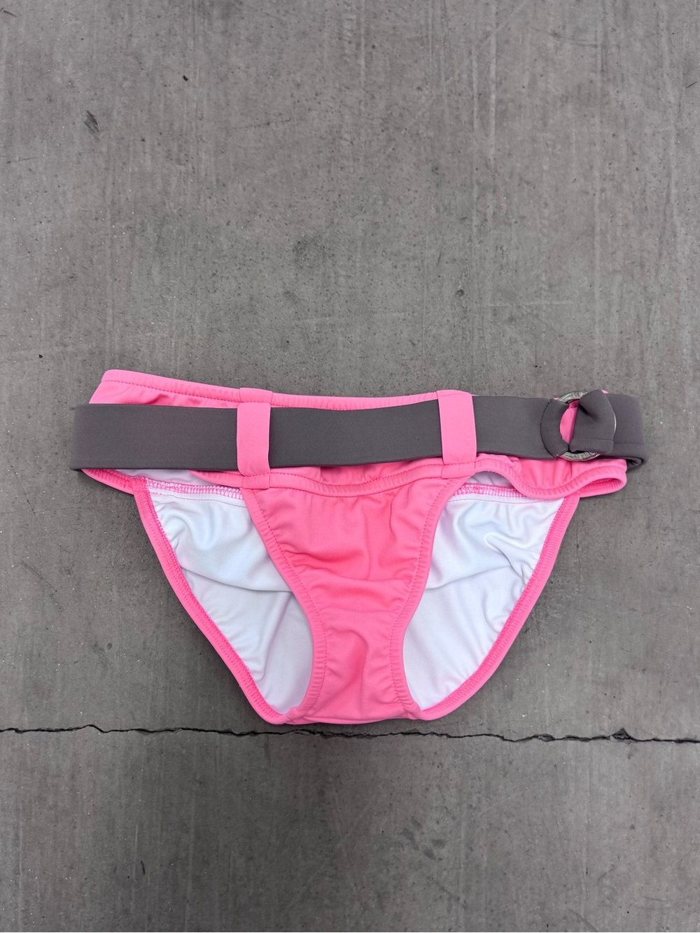 Venus Coral Pink Bikini Bottom with Gray Belt Detail